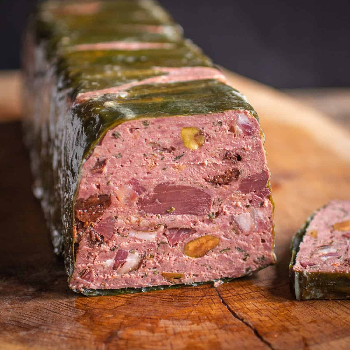 Spring liver terrine with ramp leaves