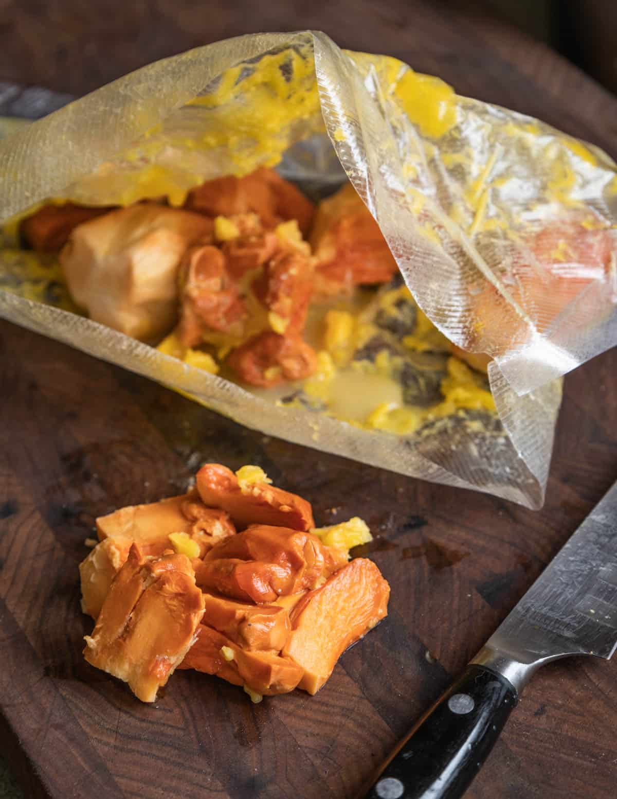 frozen mushrooms in a vacuum bag