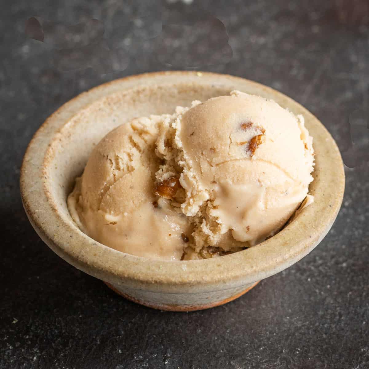 ice cream with nuts in a bowl