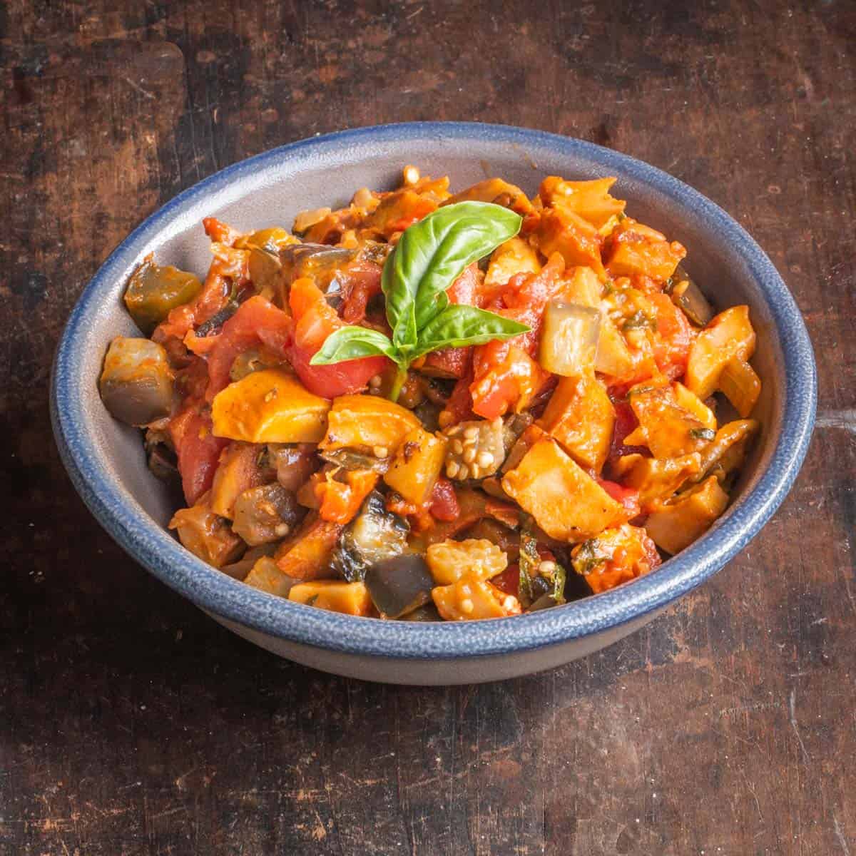 mushroom ratatouille in a bowl