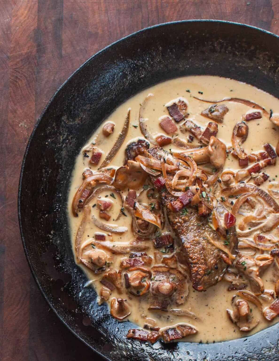 Veal Liver with Mushrooms, Bacon and Onions Forager Chef