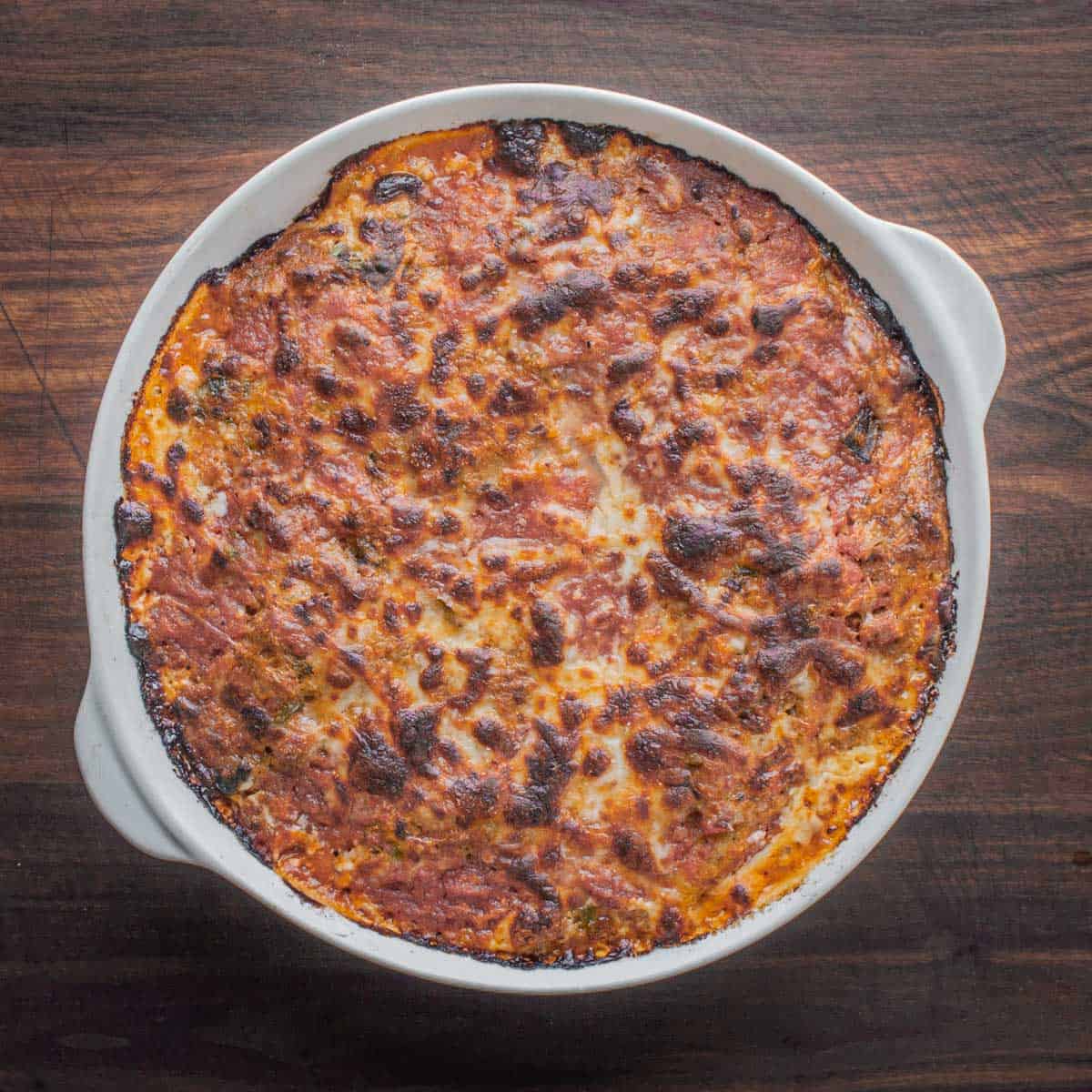 a pan of golden brown baked fazzoletti pasta