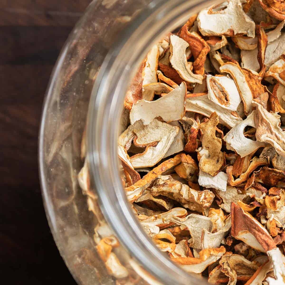 A jar of dried lobster mushrooms