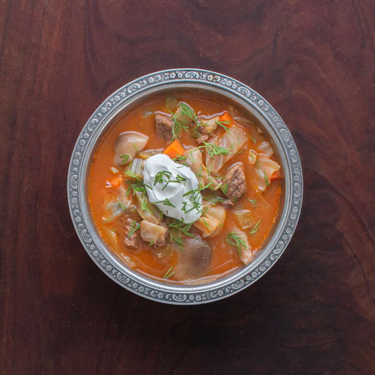 a bowl of Hot and sour venison-honey mushroom soup