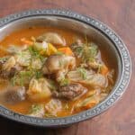Hot and sour venison-honey mushroom soup