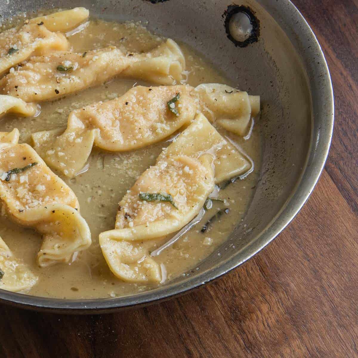 Caramelle pasta with brown butter and sage