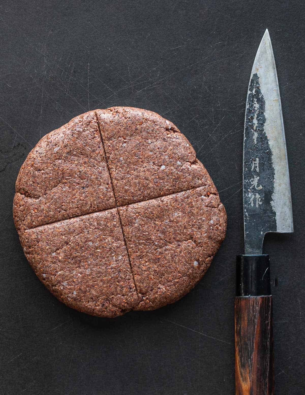 Dock seed flour cracker dough. 