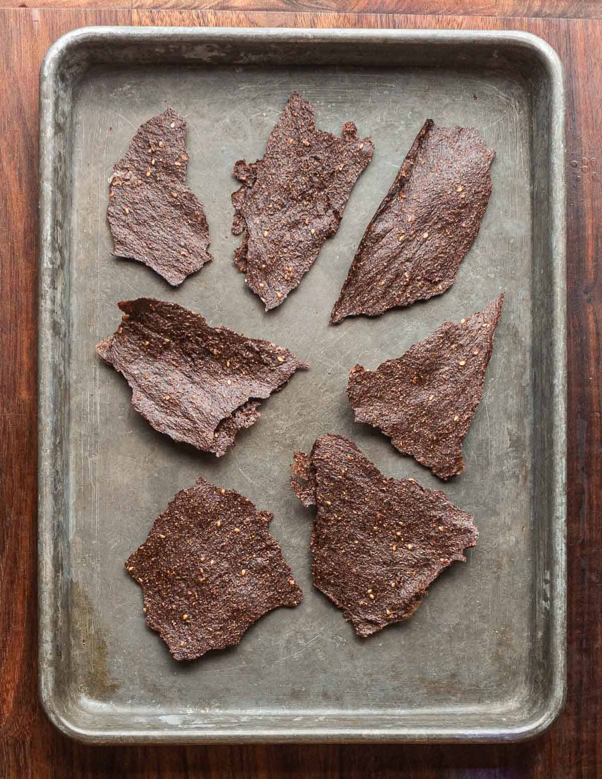 A tray of dock seed flour crackers. 