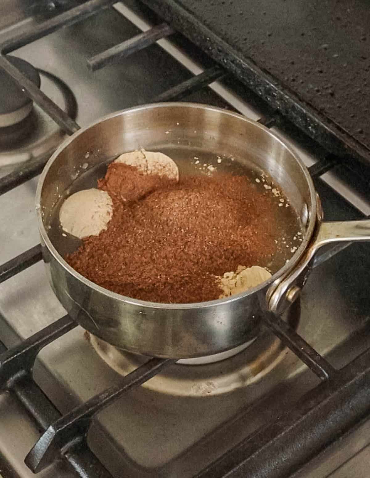 Cooking dock flour and acorn starch. 