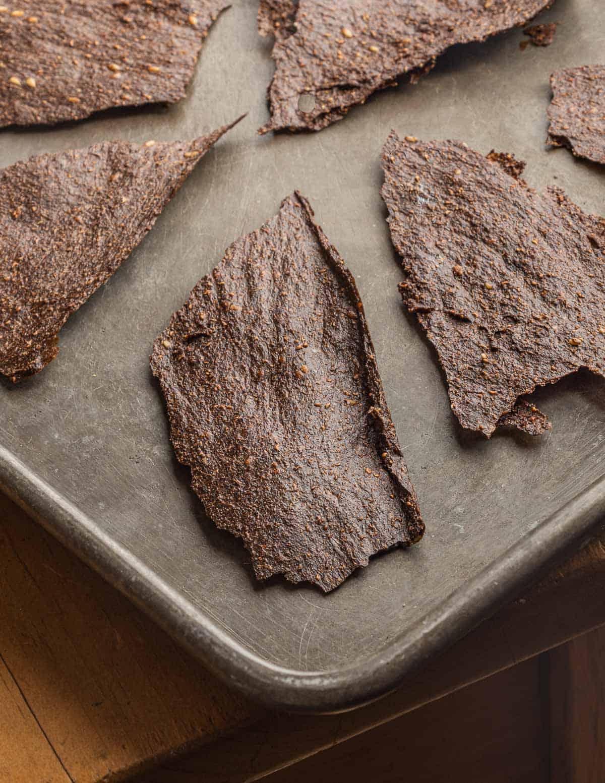 Dock seed crackers on a tray.