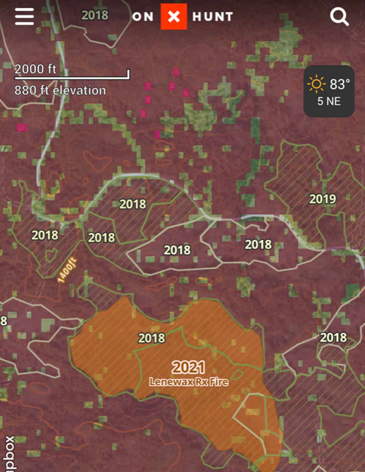 A map showing burned areas of public land in Northern Wisconsin where blueberries grow.