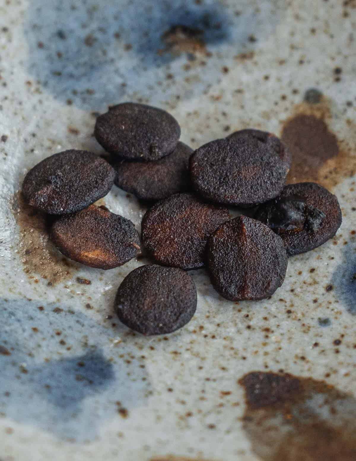 Cleaned nannyberry seeds on a plate. 