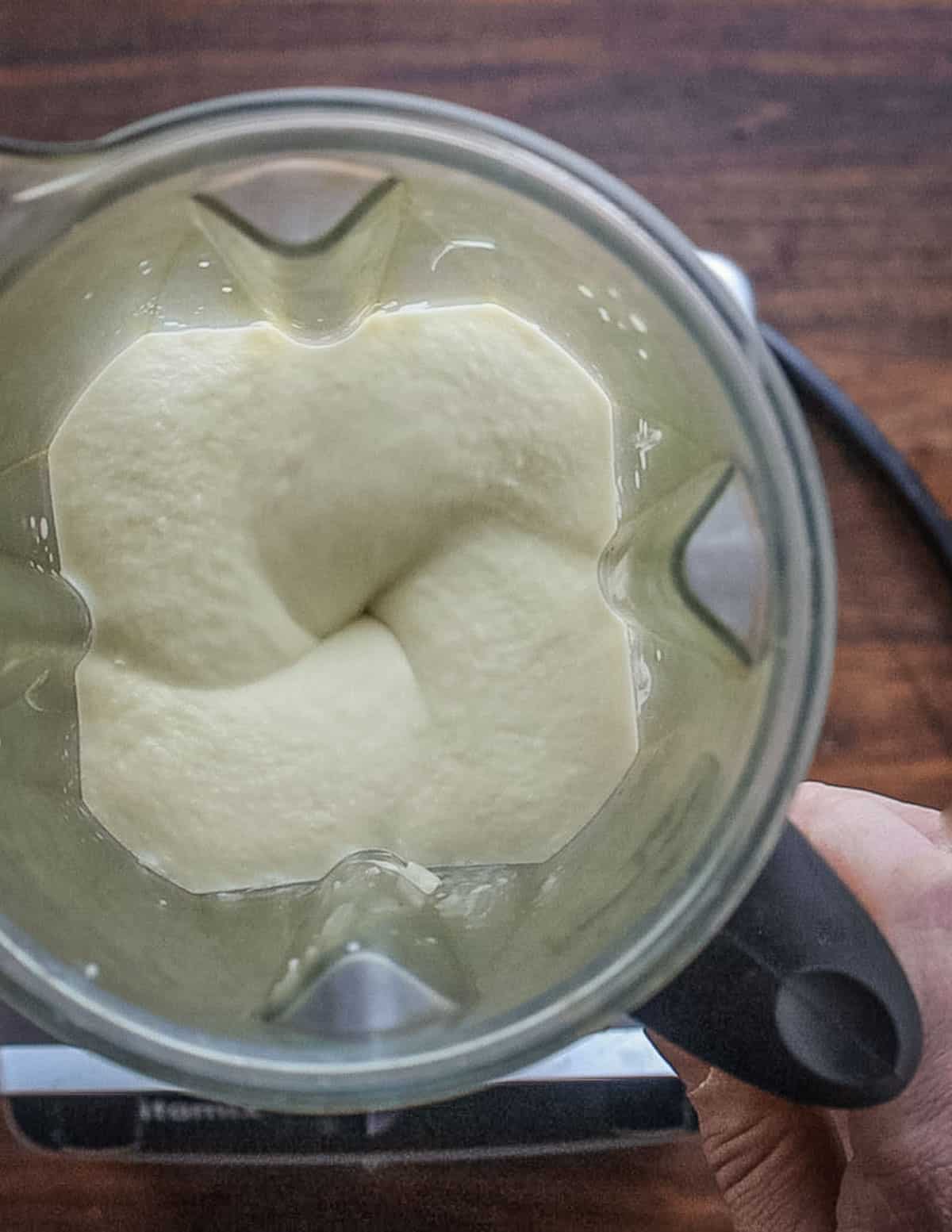 Pureeing sunchokes in a Vitamix blender. 