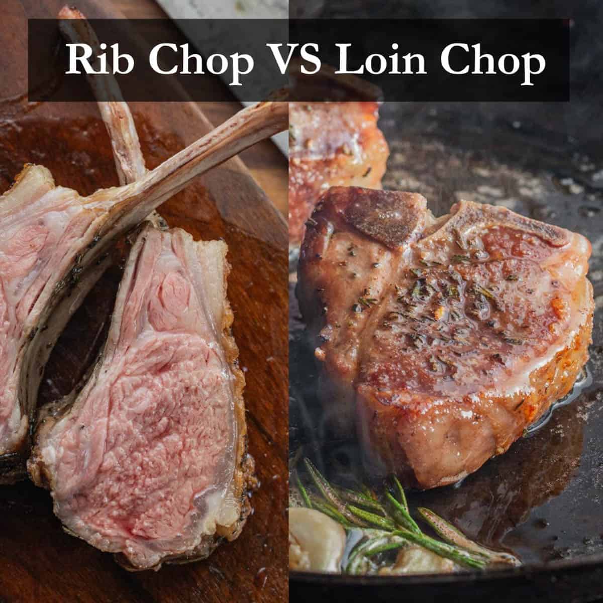 An infographic showing lamb rib chops and loin chops being cooked side by side. 