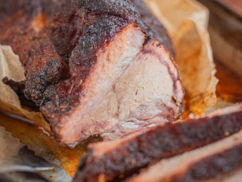 Smoked Pork Brisket with Honey Mustard BBQ Sauce