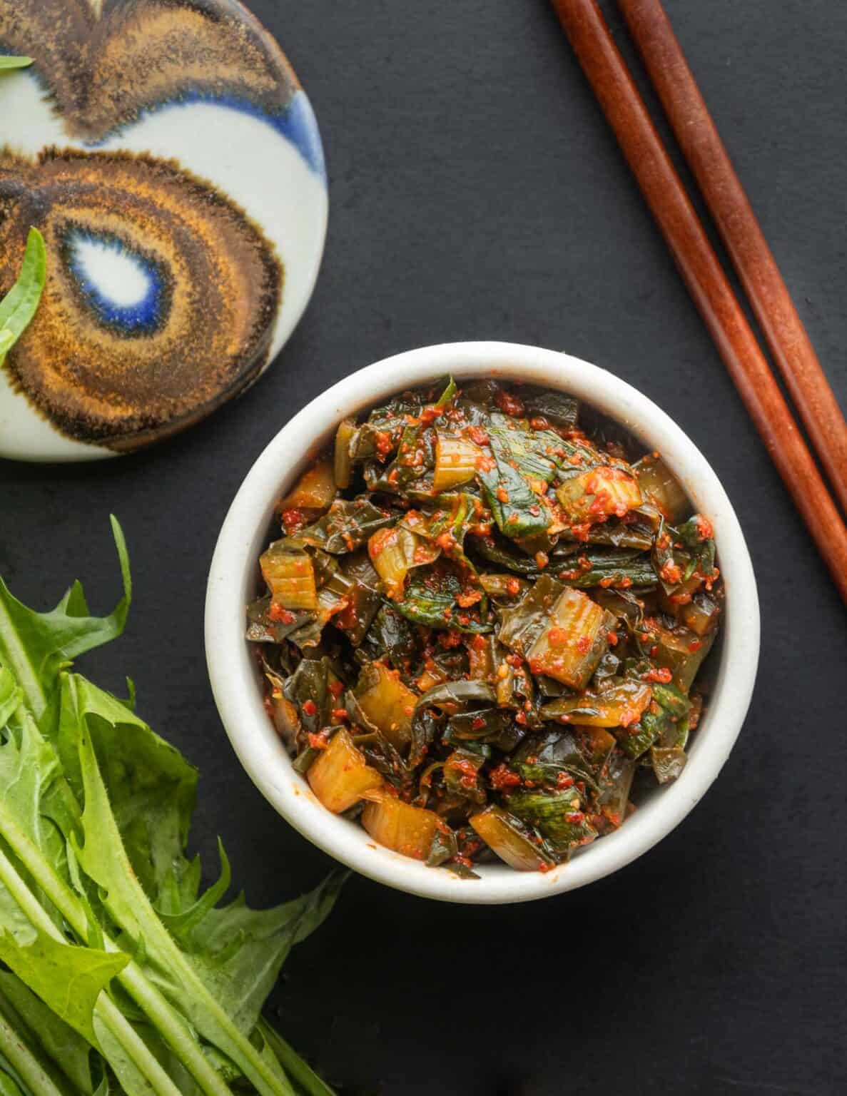 Fermented Dandelion or Wild Lettuce Kimchi Forager Chef