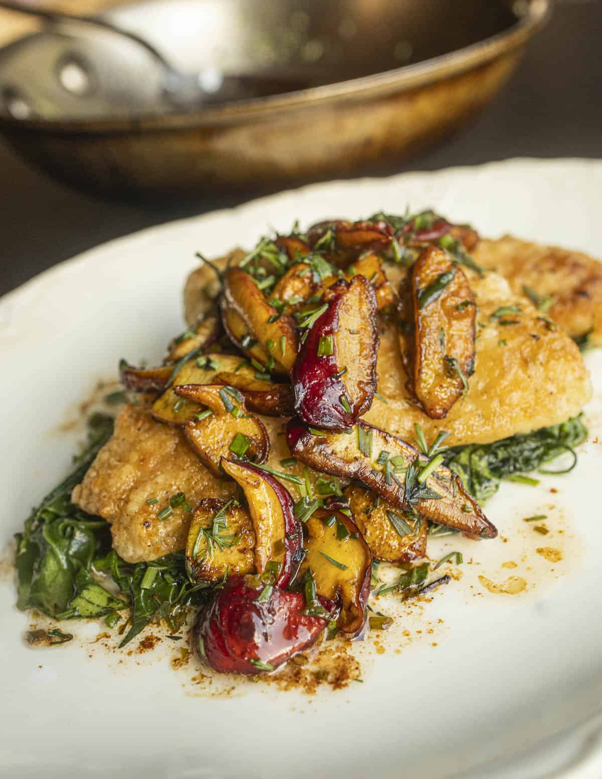 Walleye meuniere with sauteed Frost's bolete, butter, lemon and herbs.  